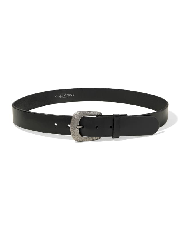Hammered Buckle Belt in Black Leather image number 3.0
